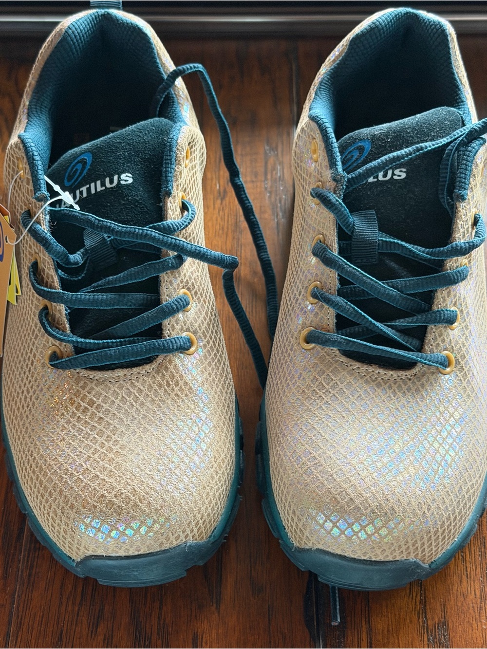 Nautilus Womens Gold and Black Steel Toed Utility Shoes in Rare Shimmer Colors